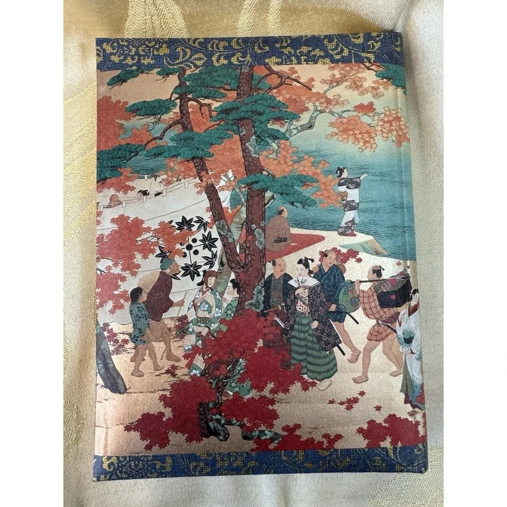 Japanese Kano School Four Seasons Address Book Folding Screen Art Boxed VTG
